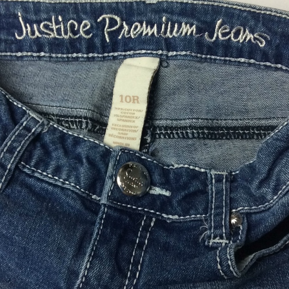 Justice Girls Denim Shorts Sequin Pockets Sz 10R - Picture 5 of 6